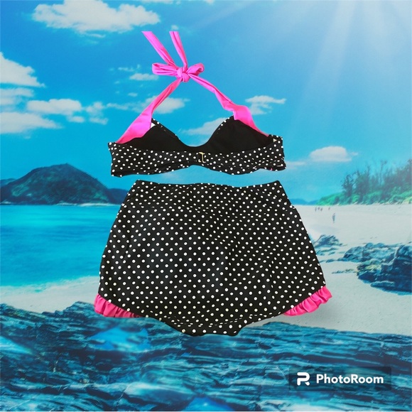 Banjo & Cake Retro Bows 🎀 & Anchors ⚓️ Polka Dot Bikini 👙 Sz S - Picture 2 of 7